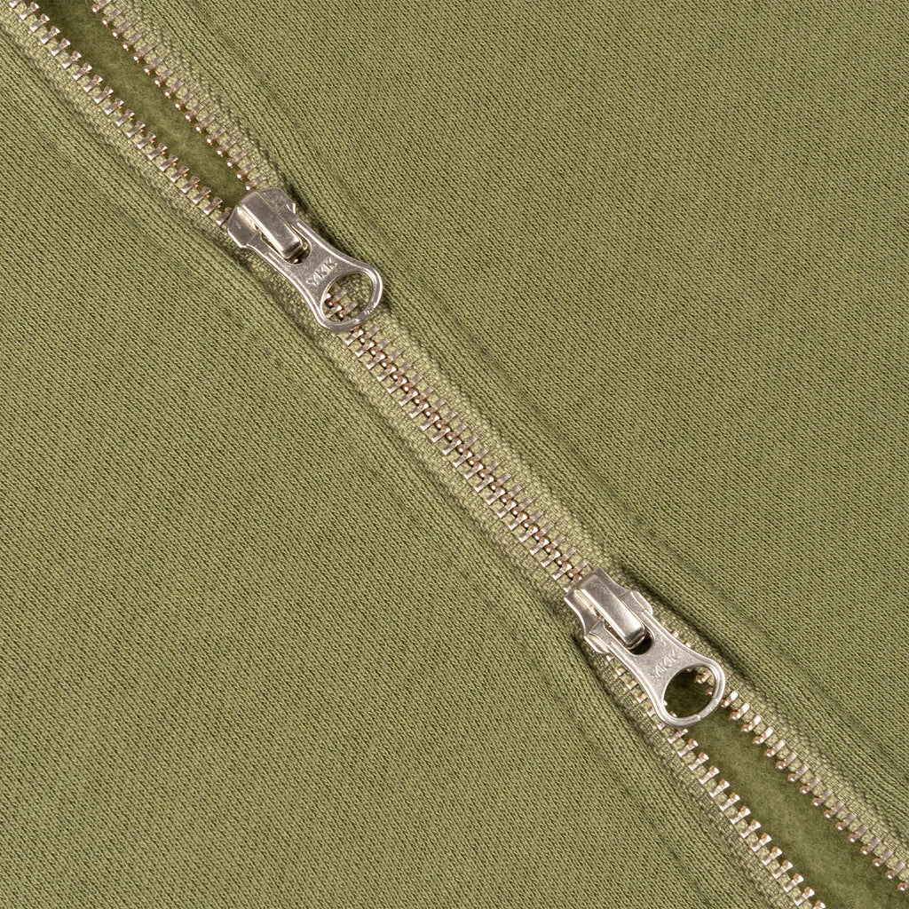 Dime Cursive Small Logo Zip Hoodie - Army Green