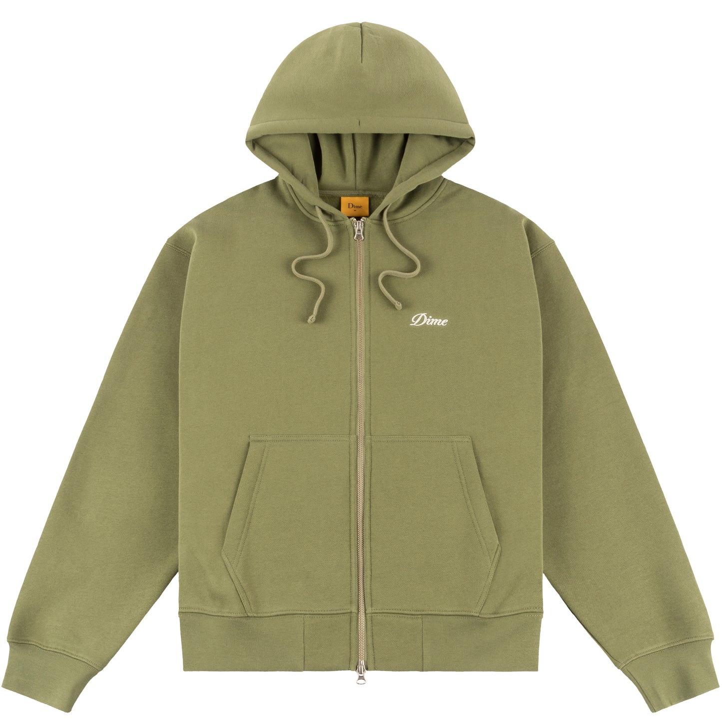 Dime Cursive Small Logo Zip Hoodie - Army Green
