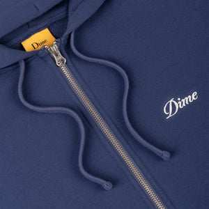 Dime Cursive Small Logo Zip Hoodie - Night Blue