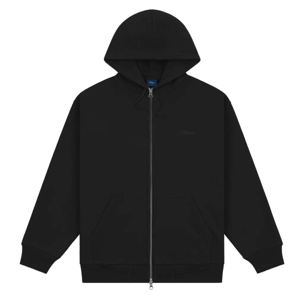 Dime Cursive Zip Hoodie - Black/Black