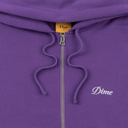 Dime Cursive Zip Hoodie - Deep Purple