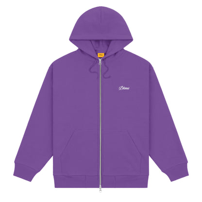 Dime Cursive Zip Hoodie - Deep Purple
