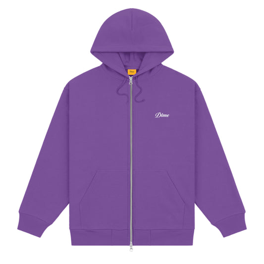 Dime Cursive Zip Hoodie - Deep Purple