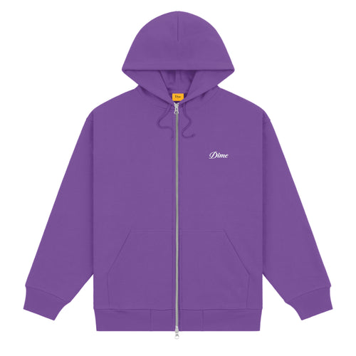 Dime Cursive Zip Hoodie - Deep Purple