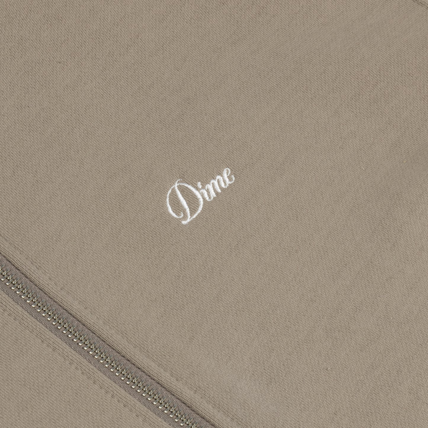 Dime Cursive Small Logo Zip Hoodie - Driftwood