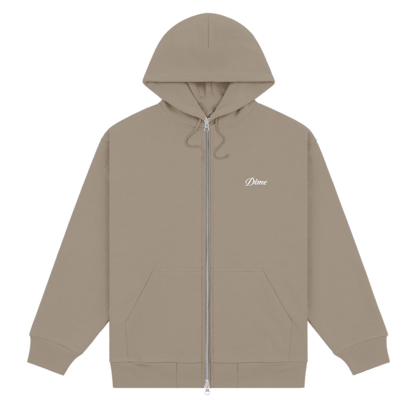 Dime Cursive Small Logo Zip Hoodie - Driftwood