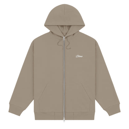 Dime Cursive Small Logo Zip Hoodie - Driftwood