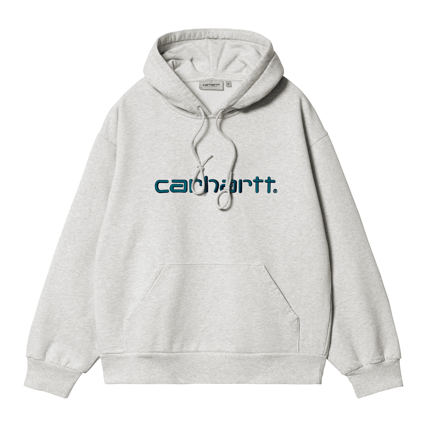 Carhartt WIP Logo Hoodie - Ash Heather/Duck Blue