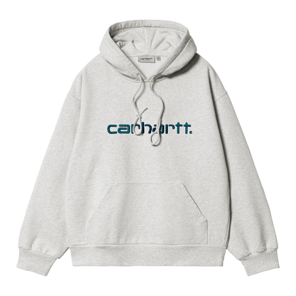 Carhartt WIP Logo Hoodie - Ash Heather/Duck Blue