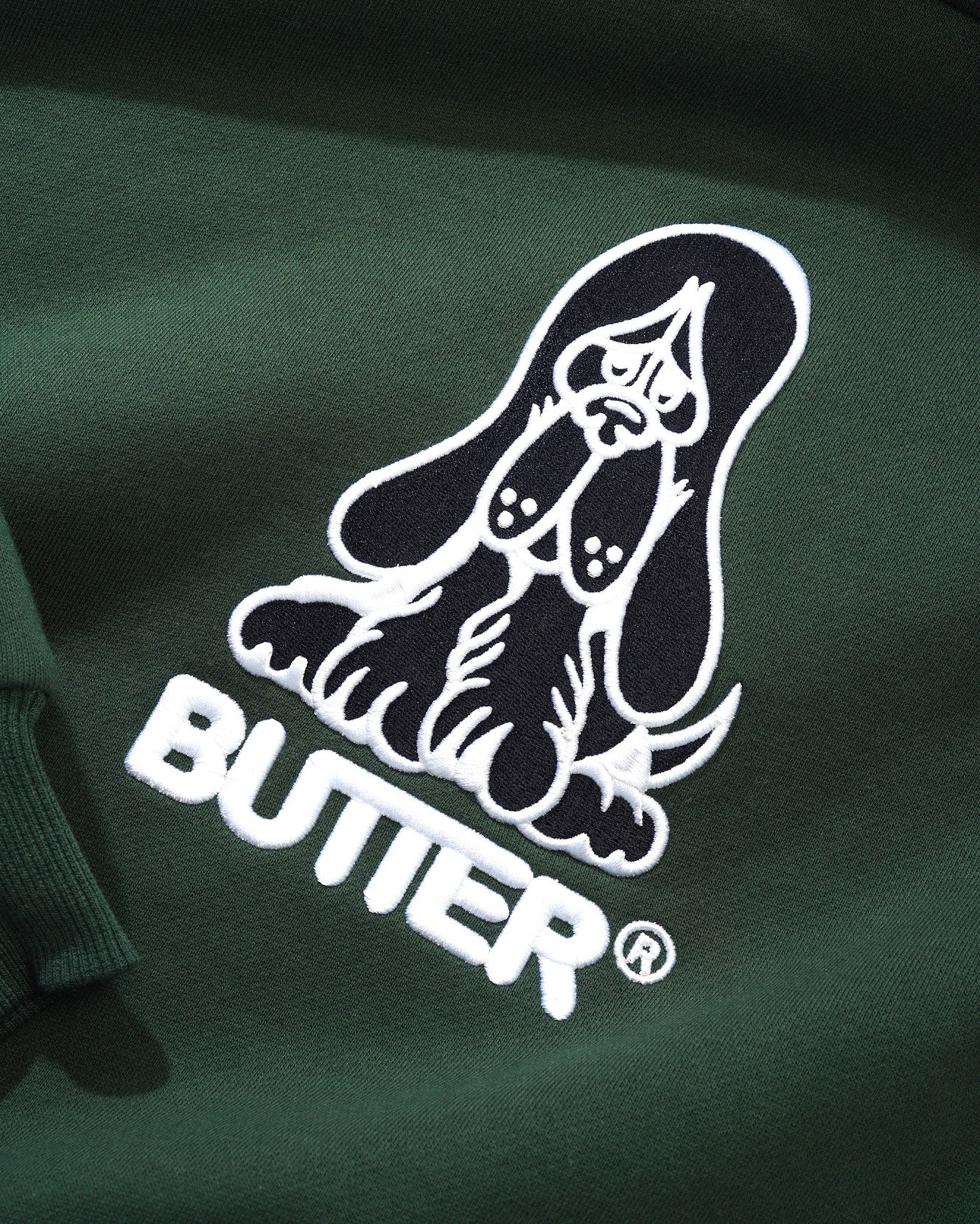 Butter Goods Hound Embroidered Hoodie - Dark Green