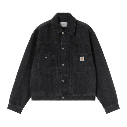 Carhartt WIP Belmar Snake Camo Jacket - Black Heavy Stone Wash