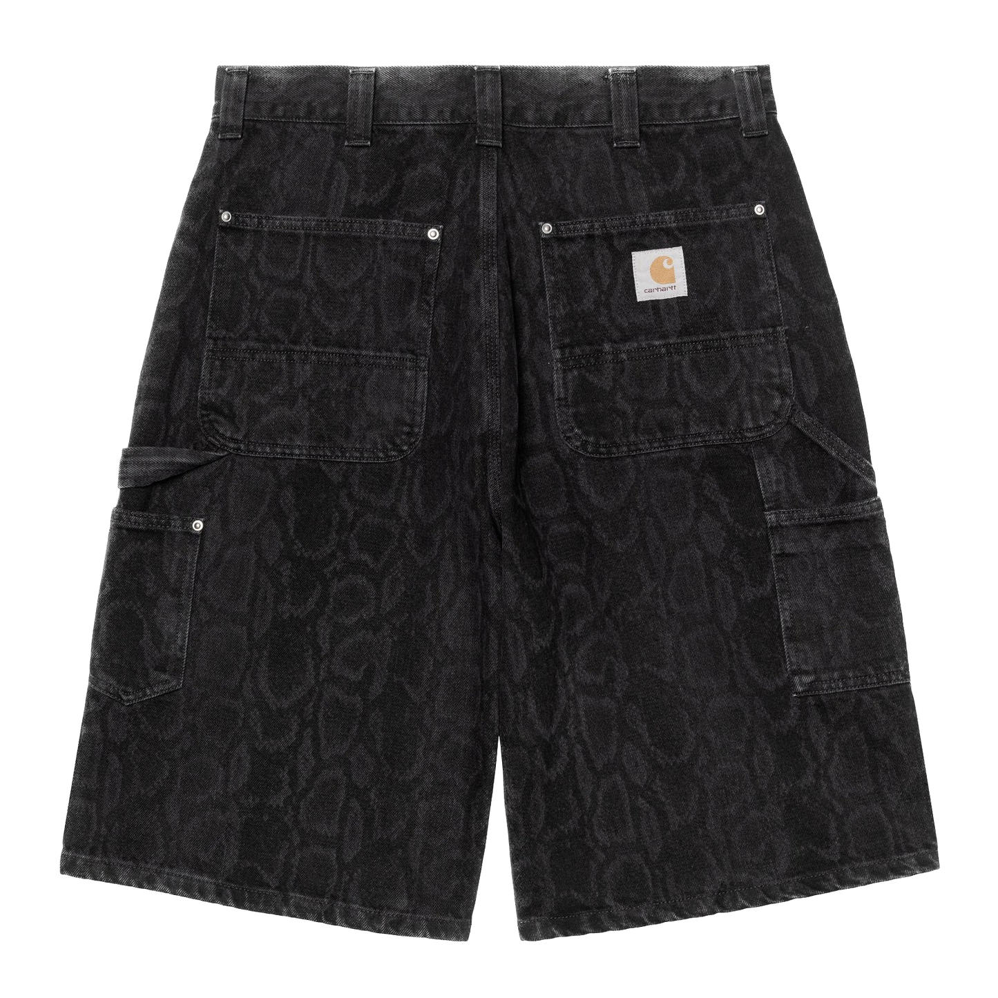 Carhartt WIP OG Double Knee Snake Camo Short - Black Heavy Stone Wash