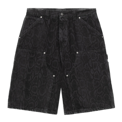 Carhartt WIP OG Double Knee Snake Camo Short - Black Heavy Stone Wash