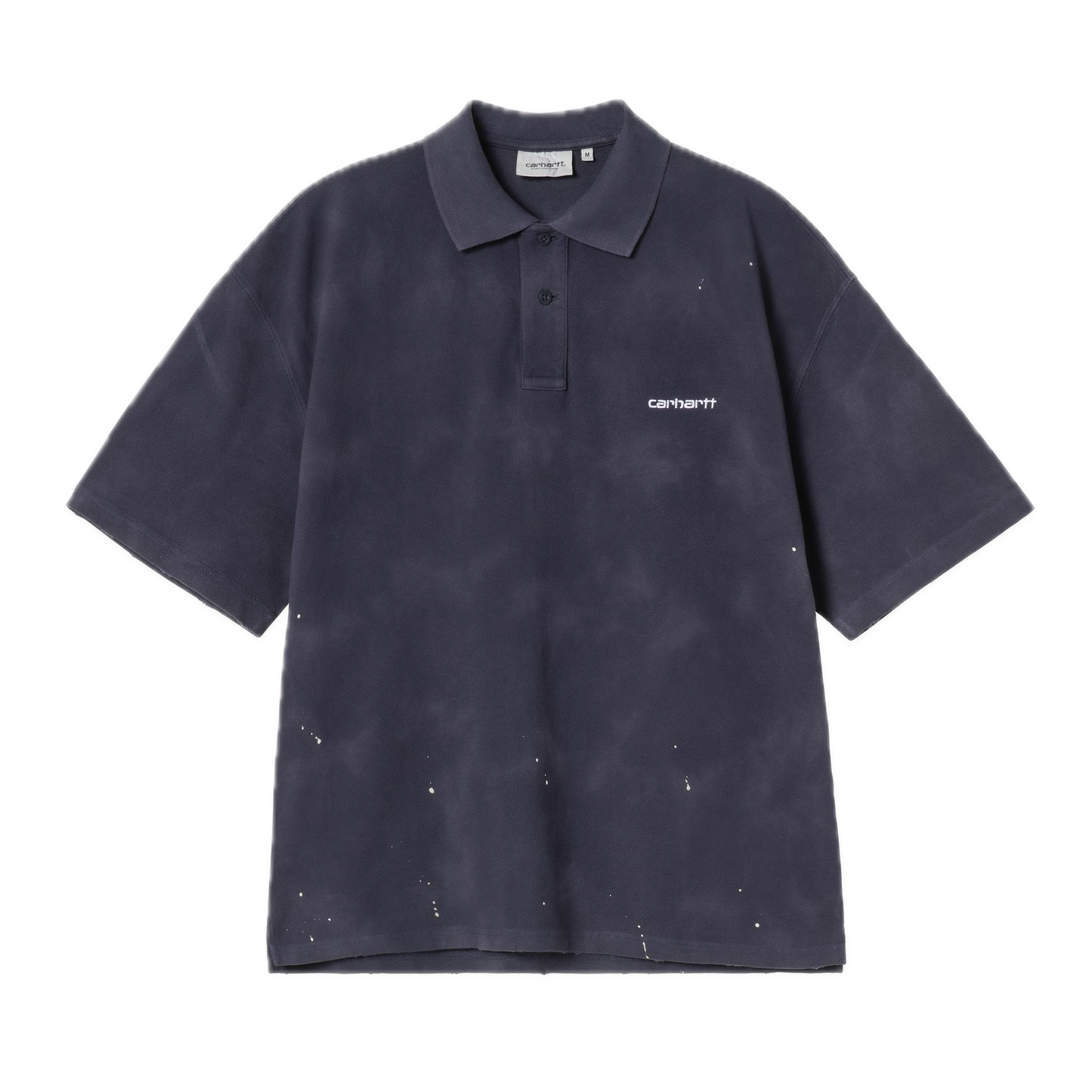 Carhartt WIP Painter Polo Shirt - Dark Navy Destroy Wash Splatter