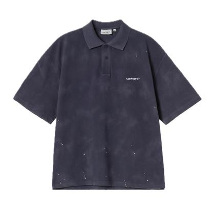 Carhartt WIP Painter Polo Shirt - Dark Navy Destroy Wash Splatter