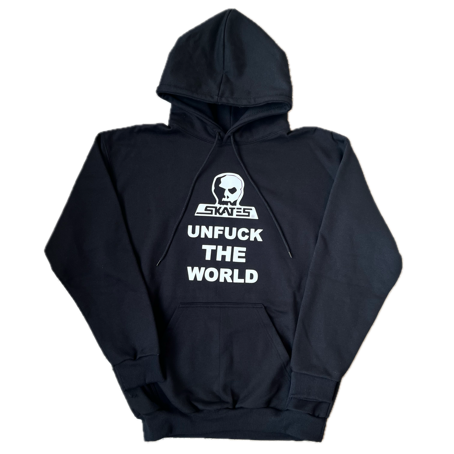 Skull Skates Unfuck Front Print Hoodie - Black