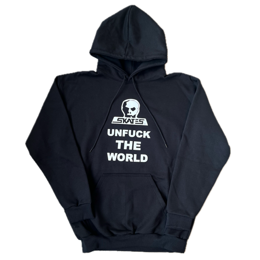 Skull Skates Unfuck Front Print Hoodie - Black