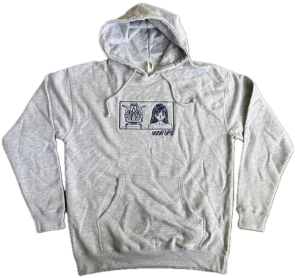 Hook-Ups Robot + Girl Embroidered Hoodie - Heather Grey