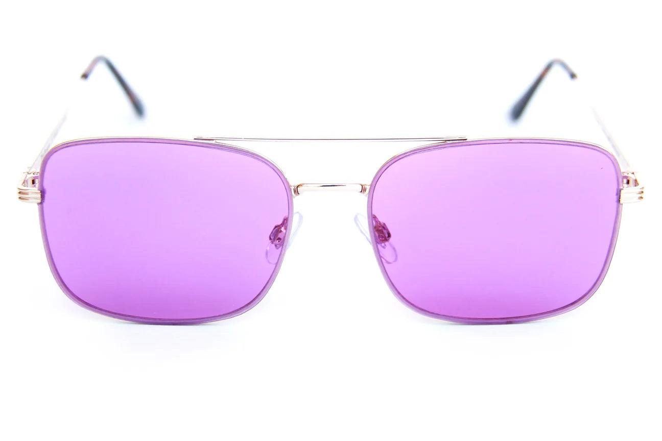 Happy Hour The Beagle Sunglasses - Gold Metal Purple Mirror