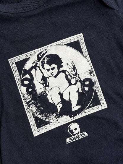 Skull Skates Wee Boy Onsie - Navy