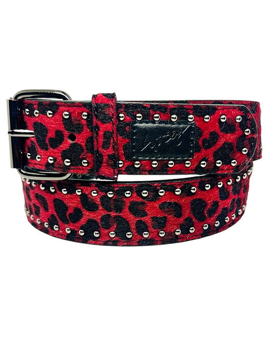 Loosey Cheetah Rivet Belt - Burgundy
