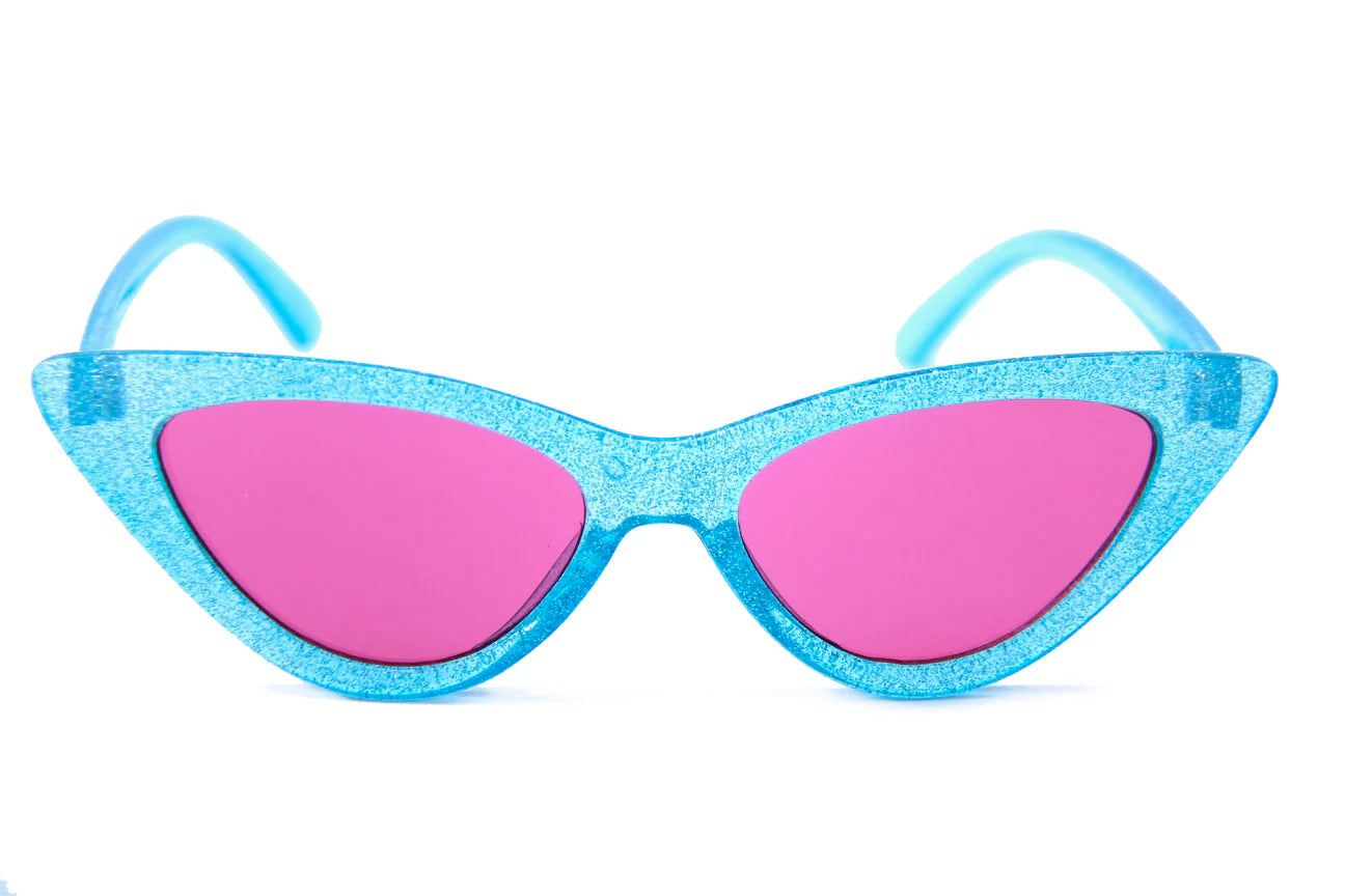 Happy Hour Space Needle Sunglasses - Glitter Blue