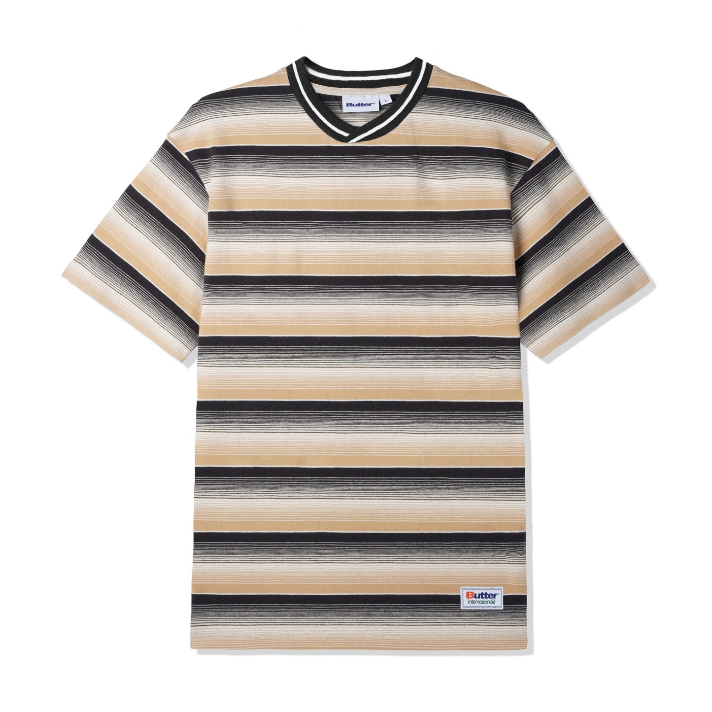 Butter Goods Internationale Stripe Tee - Black/Wheat