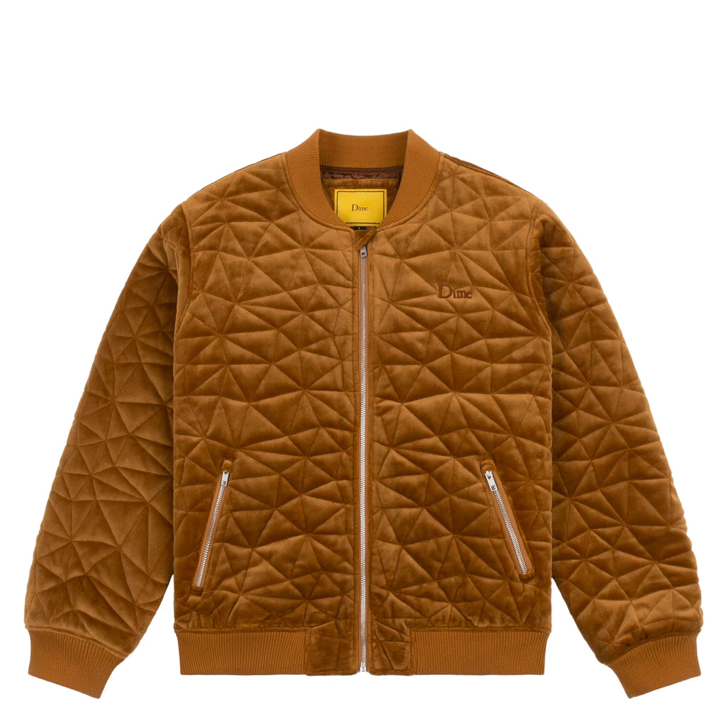 Dime Velour Bomber Jacket - Rust