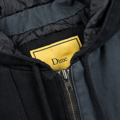 Dime Panel Denim Hooded Bomber - Charcoal