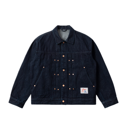 Dime Pleated Denim Jacket - Indigo