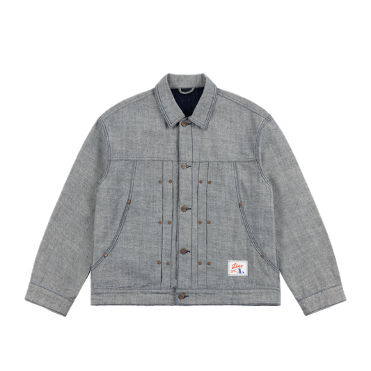 Dime Pleated Denim Jacket - Reversed Indigo
