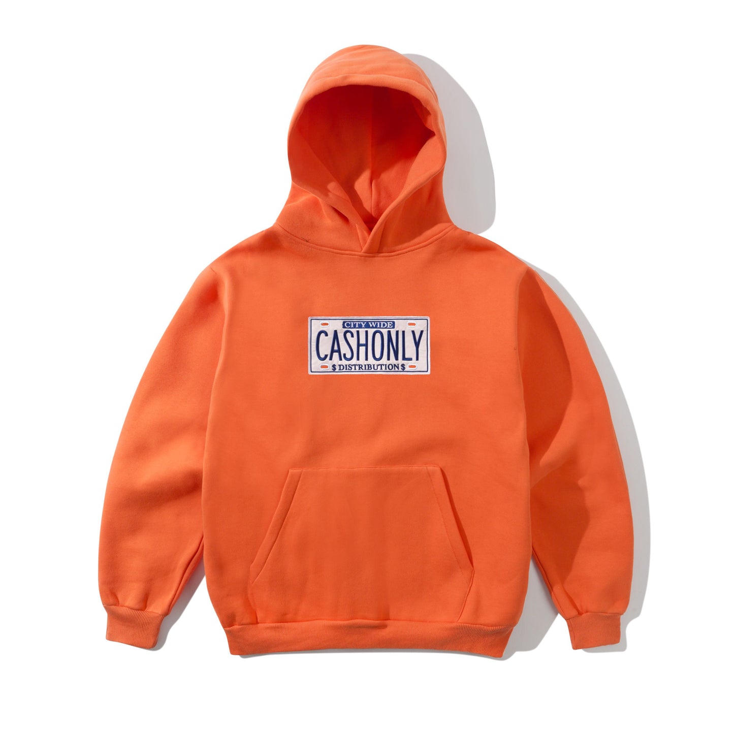 Cash Only License Plate Hoodie - Tangerine