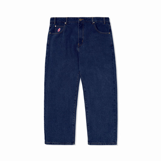 Cash Only Logo Baggy Denim Jeans - Raw Indigo