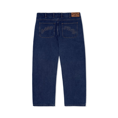 Cash Only Logo Baggy Denim Jeans - Raw Indigo