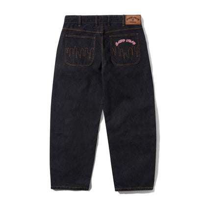 Cash Only Logo Baggy Denim Jeans - Washed Black
