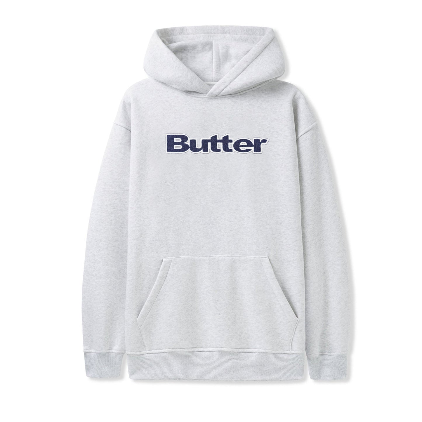 Butter Goods Logo Denim Applique Hoodie - Ash