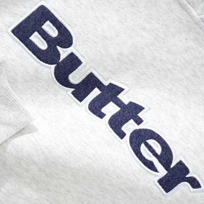 Butter Goods Logo Denim Applique Hoodie - Ash