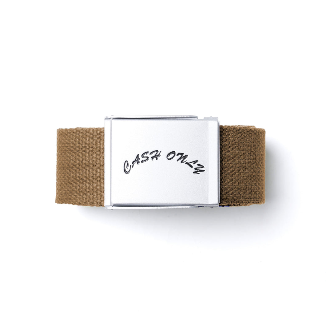 Cash Only Logo Web Belt - Brown