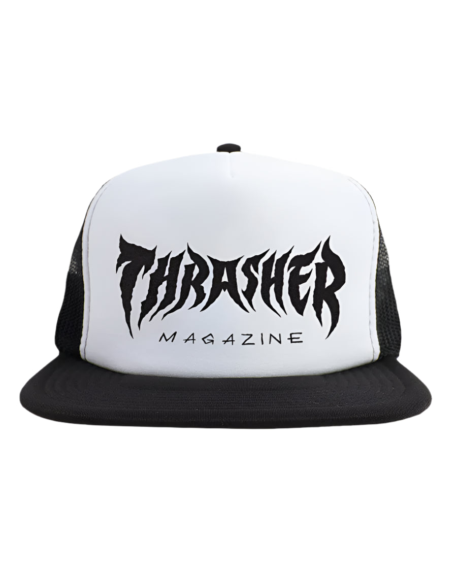 Thrasher Metal Trucker Hat - Black/White/Black