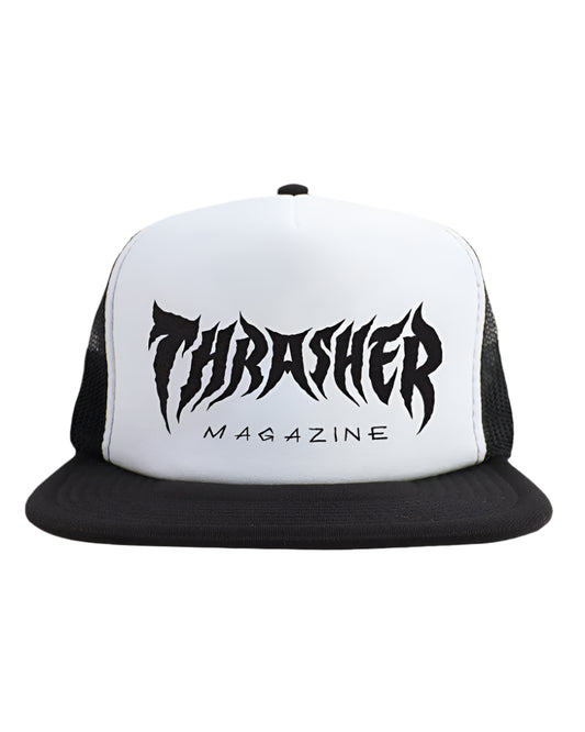Thrasher Metal Trucker Hat - Black/White/Black