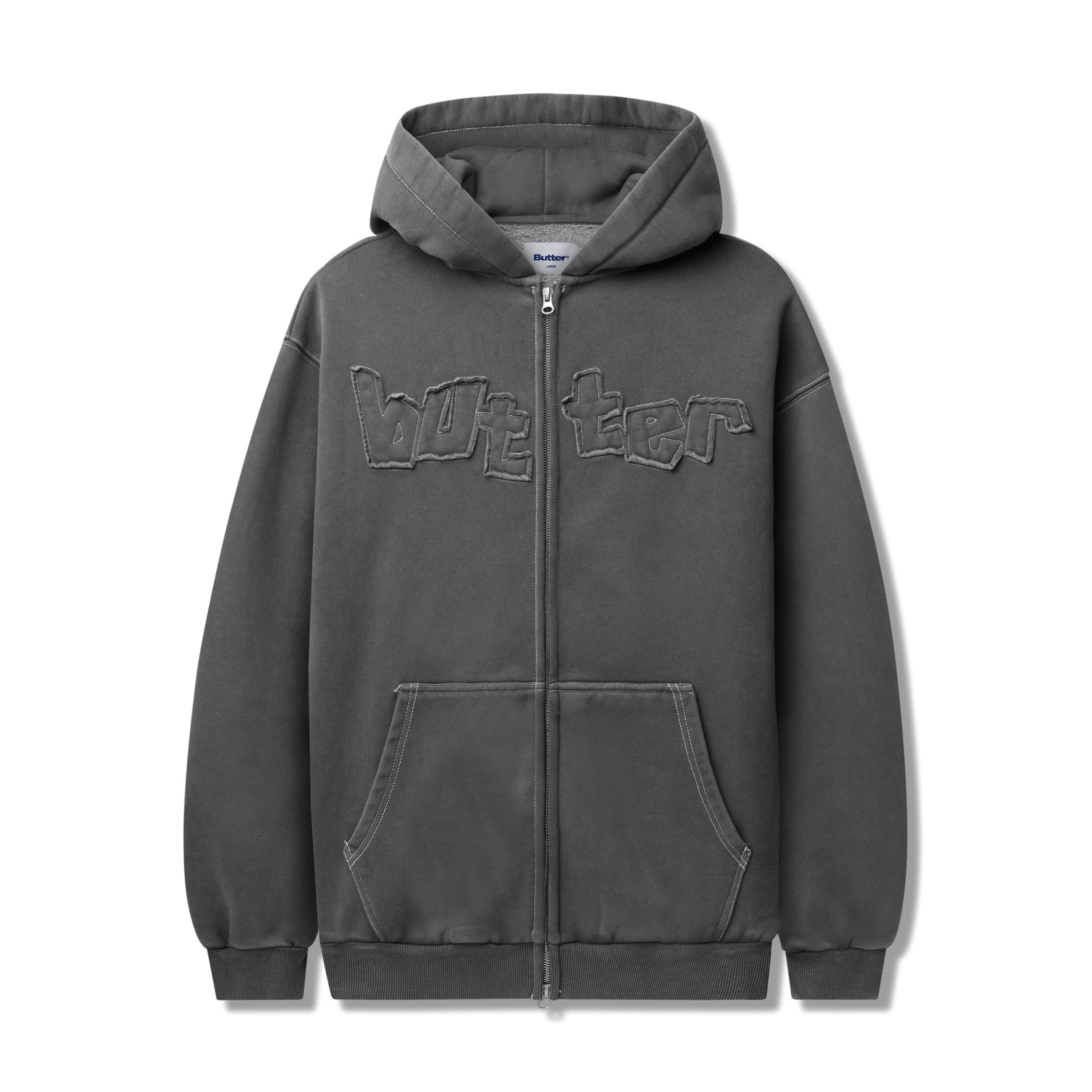 トップス butter goods Butter Goods Mineral Wash Zip Hoodie - Charcoal – Ninetimes Skateshop
