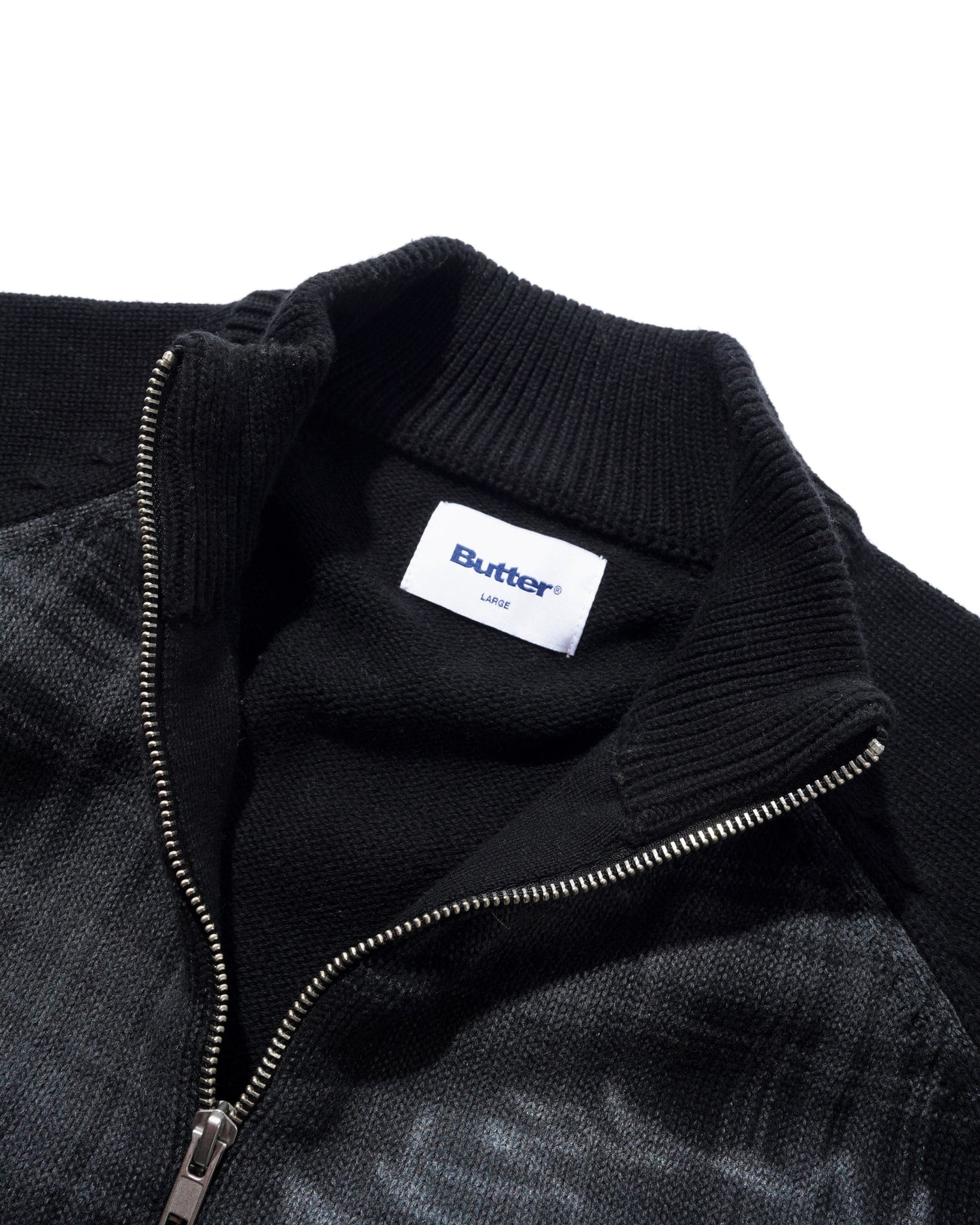 Butter Goods Mustang Zip-Thru Knit Sweater - Black
