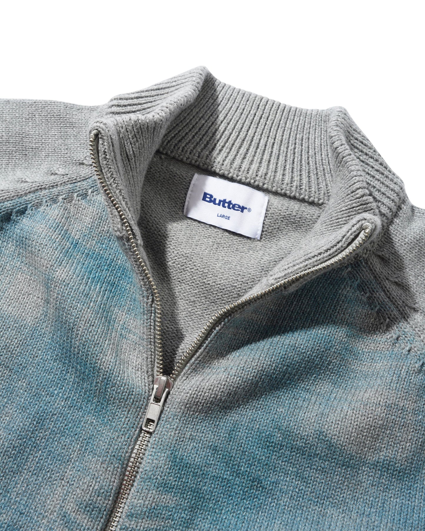 Butter Goods Mustang Zip-Thru Knit Sweater - Grey