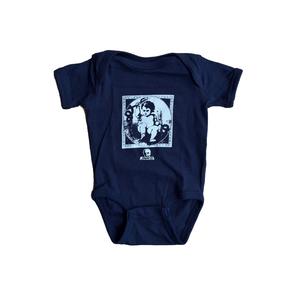 Skull Skates Wee Boy Onsie - Navy