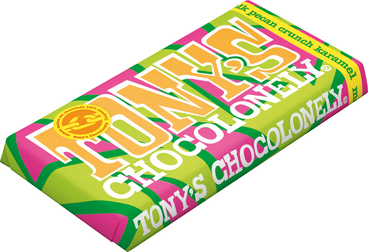 Tony’s Chocolonely Milk Chocolate Pecan Crunch Caramel