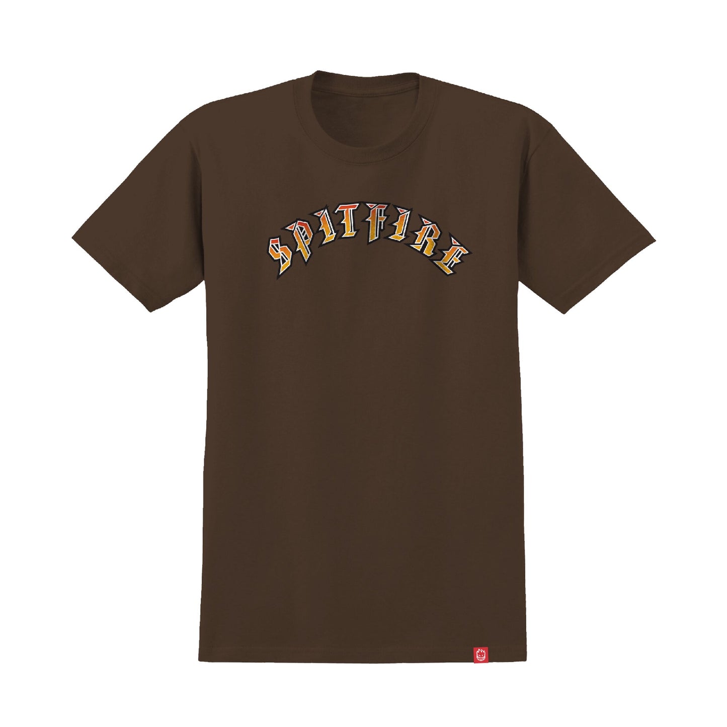 Spitfire Old E Fade Tee - Dark Chocolate/Red/Yellow