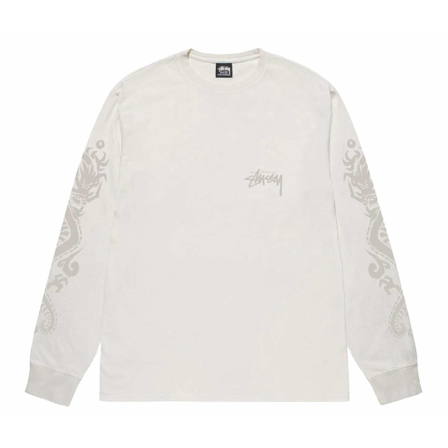 Stussy Dragons Pigment Dyed Longsleeve Tee - Natural