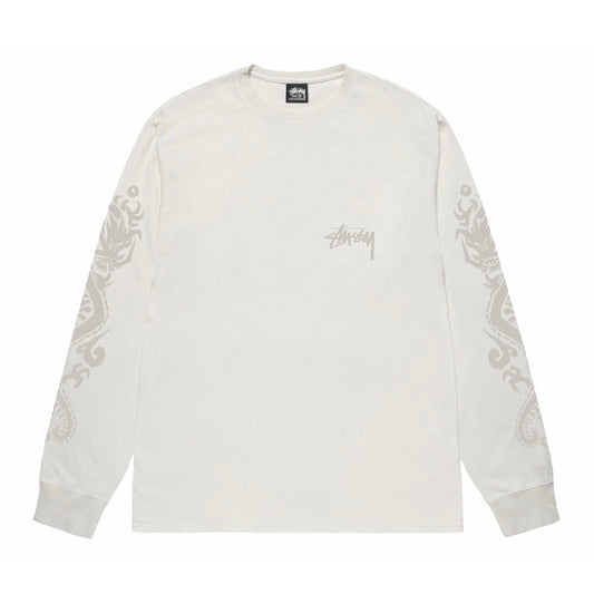 Stussy Dragons Pigment Dyed Longsleeve Tee - Natural