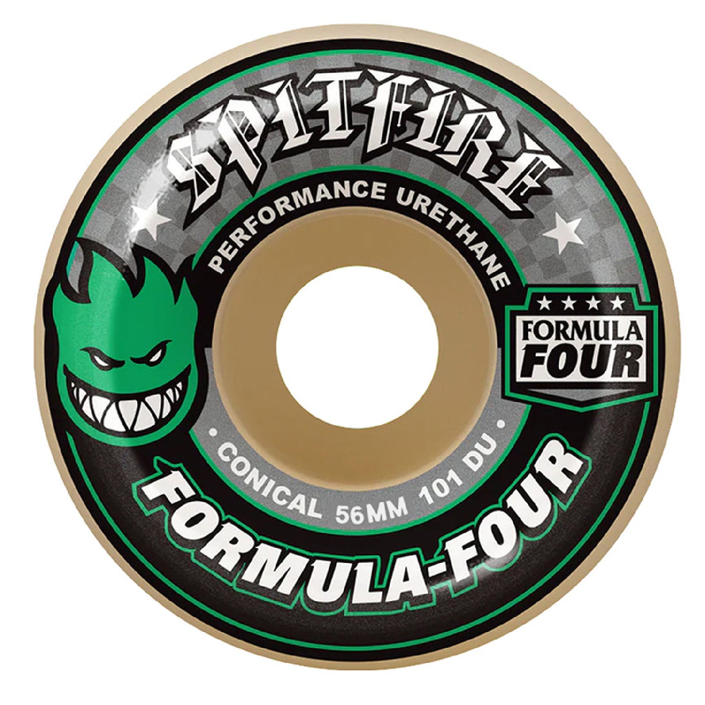 Spitfire Formula Four Wheel Conical Full - 101D 56mm Green Print