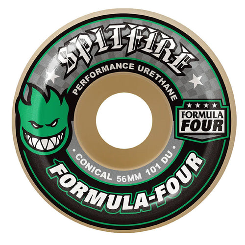 Spitfire Formula Four Wheel Conical Full - 101D 56mm Green Print